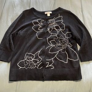 Christopher & Banks Floral Embroidered Sweater, Petite